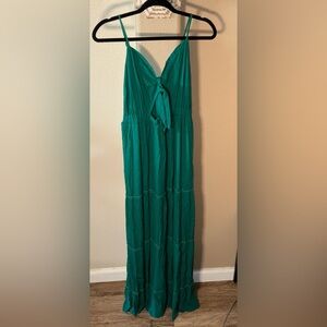 Green Sleeveless Tie-Front Maxi cutout Dress Small NWT